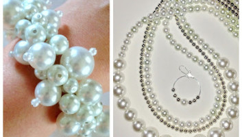Smykker med mange hvite perler