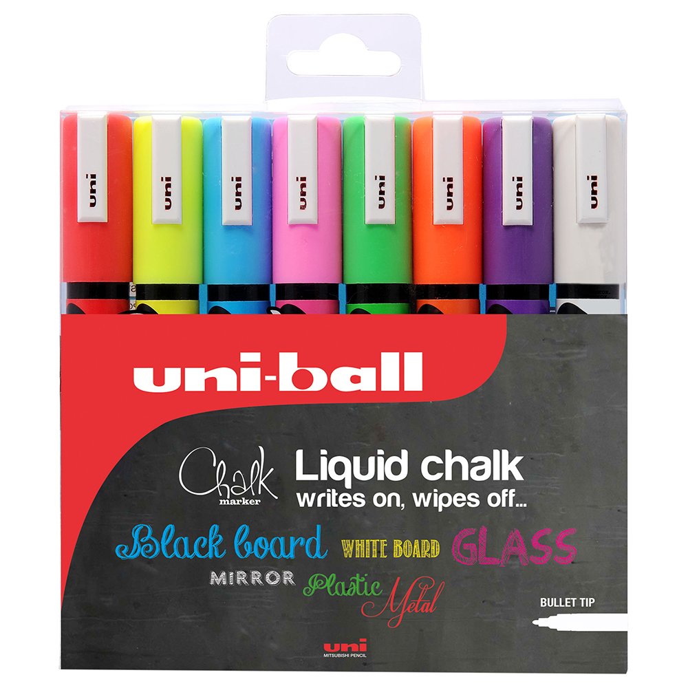 Pennarello Per Finestre E Lavagne Faber-Castell Uni-ball CHALK PWE-5M, Punta A Proiettile 1,8-2,5 Mm, Nero