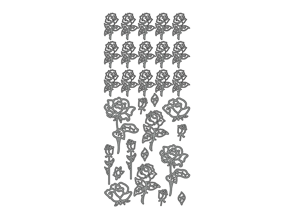 Klistremerker roser sølv – Global Hobby og Kunst